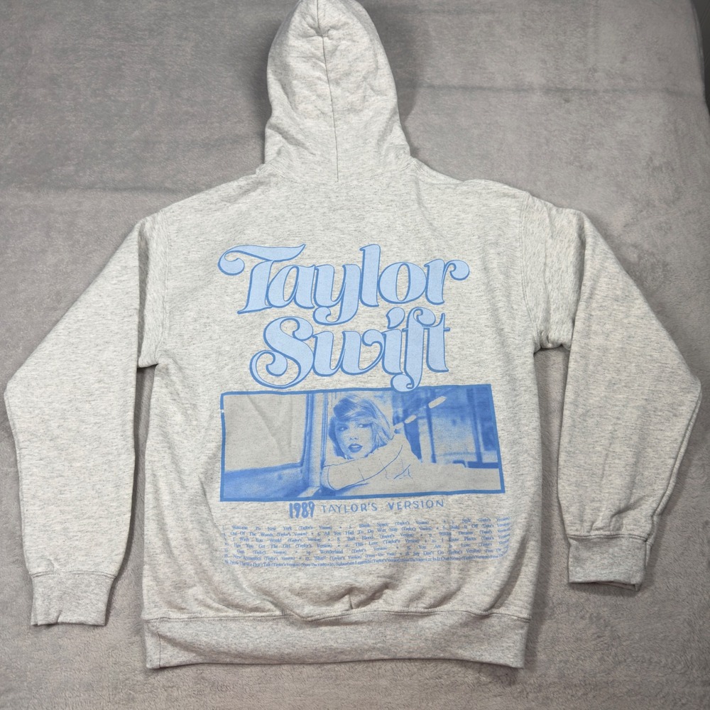 Taylor Swift 1989 Taylor's Version Hoodie Medium Gray Blue Tracklist Merch - Picture 7 of 10